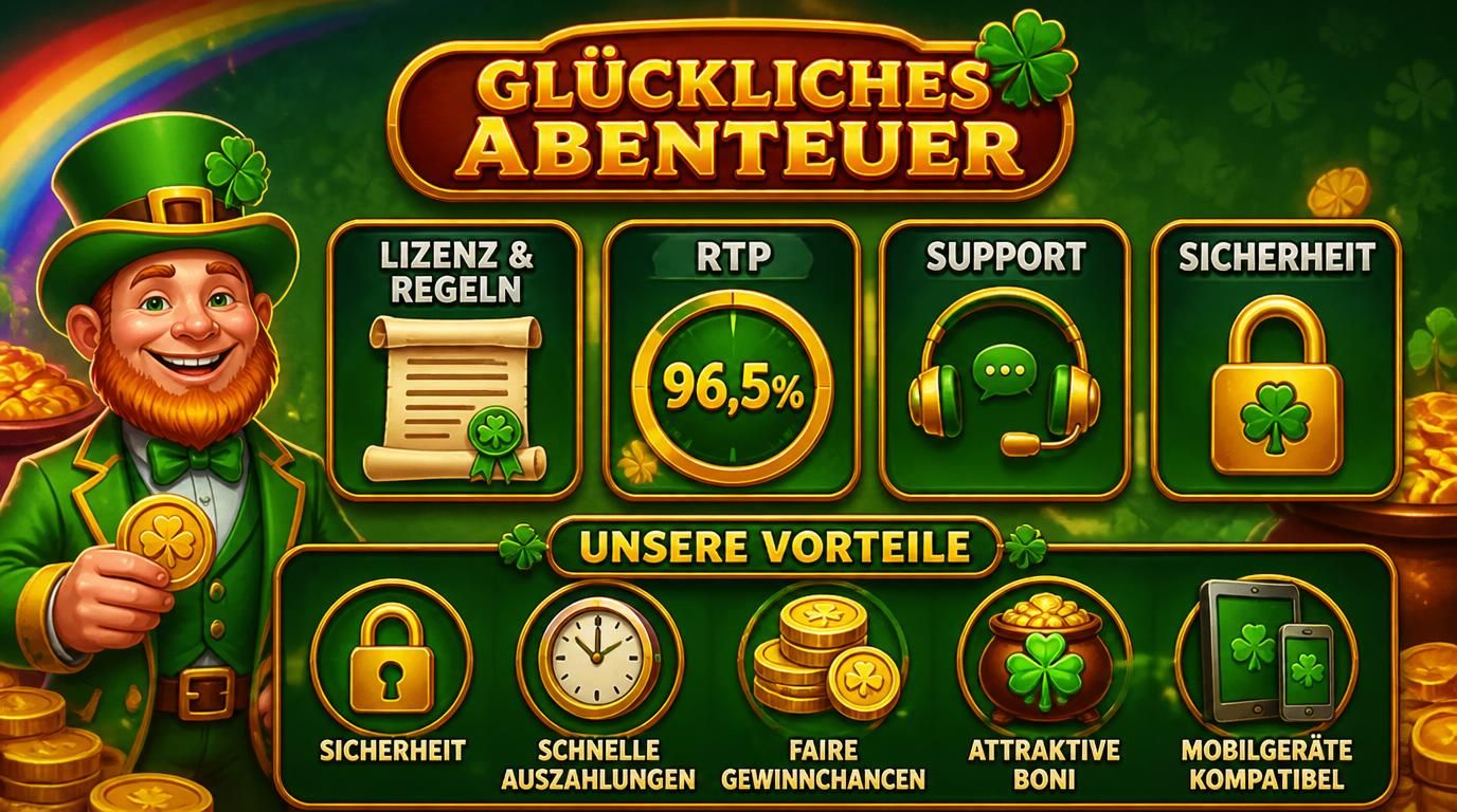 Symbole für Lizenz, fairer Bonus, schneller Support &amp, Sicherheit